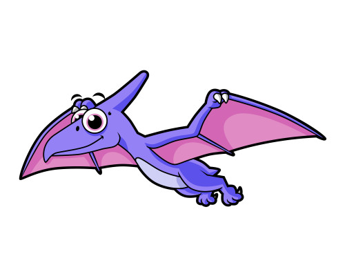 Cute illustration of a flying pterodactyl Poster Print