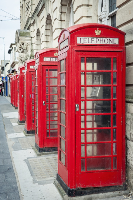 Telephone boxes in a row; Blackpool, Lancashire, England PosterPrint - Item # VARDPI12268757