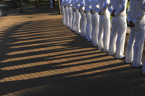 Sailors stand at parade rest during a ceremony Poster Print - Item # VARPSTSTK104789M