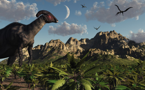 A Parasaurolophus dinosaur during the late Cretaceous period Poster Print - Item # VARPSTMAS100012P