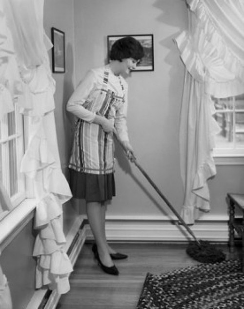 Side profile of a young woman cleaning the floor with a mop Poster Print - Item # VARSAL25524784