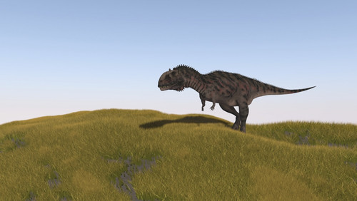 Majungasaurus walking across a grassy field Poster Print - Item # VARPSTKVA600505P