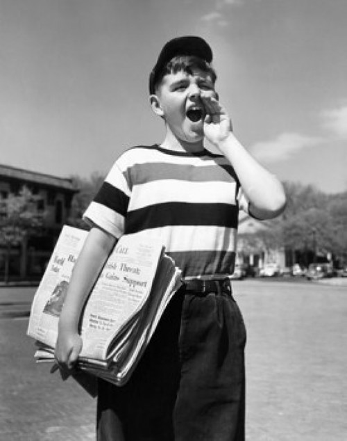 Boy selling newspapers Poster Print - Item # VARSAL25527393
