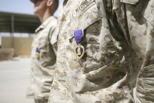 Soldiers stand at the position of attention with their Purple Heart awards. Poster Print - Item # VARPSTSTK102031M