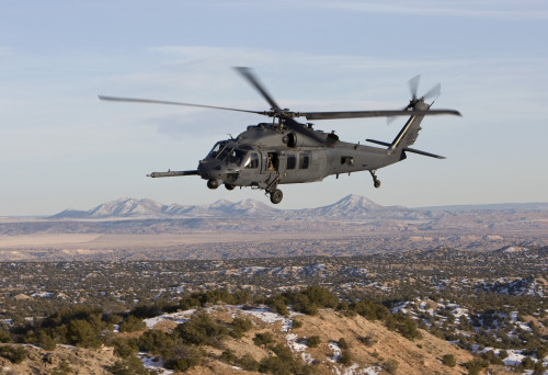 An HH-60G Pave Hawk from the 512th RQS flies a low level route during a training mission out of Kirtland Air Force Base, New Mexico Poster Print - Item # VARPSTHGP100186M
