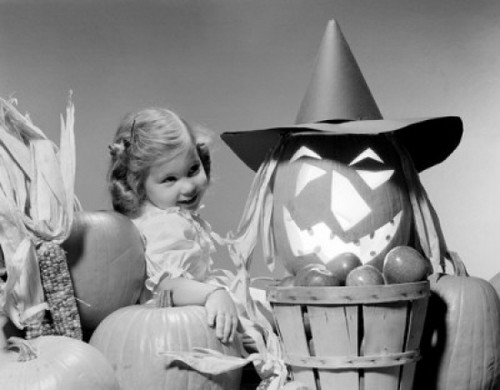 Girl around Halloween decorations  studio shot Poster Print - Item # VARSAL255416600