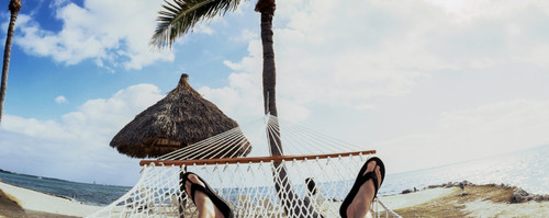 Person resting in hammock on the beach, Key Largo, Florida Keys, Florida, USA Poster Print - Item # VARPPI148682