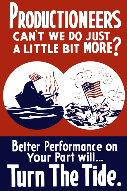 World War II propaganda poster of a ship sinking and a soldier in combat Poster Print - Item # VARPSTJPA100998M