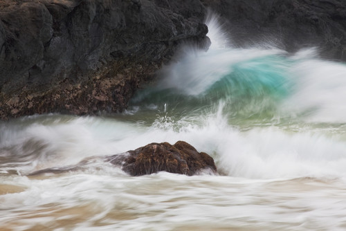 Hawaii, Maui, Makena, An ocean wave crashes among a lava coast. PosterPrint - Item # VARDPI2116636