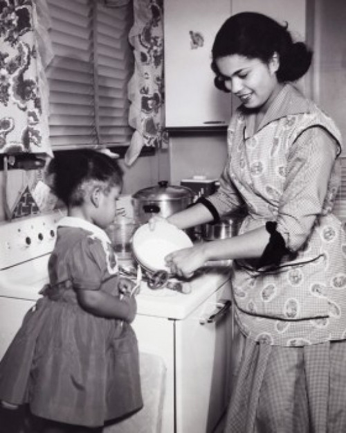 Mother and her daughter washing kitchen utensils Poster Print - Item # VARSAL25518641