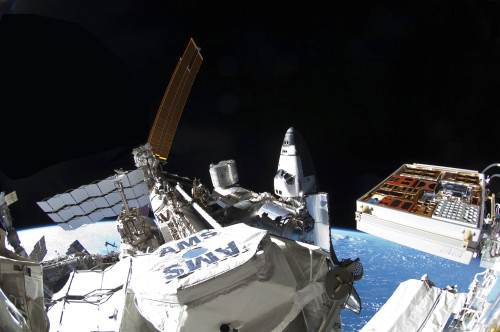 Space shuttle Atlantis docked to the International Space Station Poster Print - Item # VARPSTSTK204541S