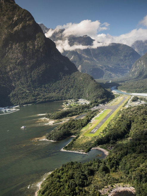 Aerial view of airport at Milford Sound, South Island, New Zealand Poster Print - Item # VARPPI171332
