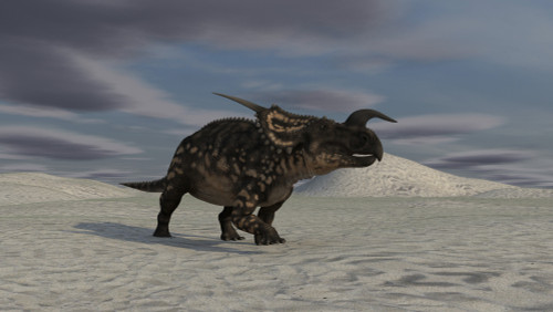 Brown Einiosaurus walking across a barren landscape Poster Print - Item # VARPSTKVA600433P
