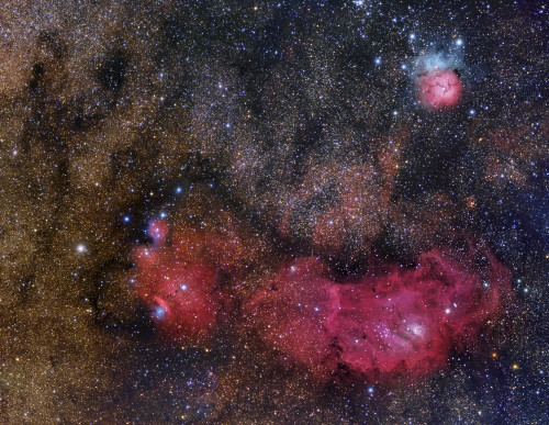 The Sagittarius Triplet featuring the Lagoon Nebula, the Trifid Nebula, and NGC 6559 Poster Print - Item # VARPSTRCM200038S
