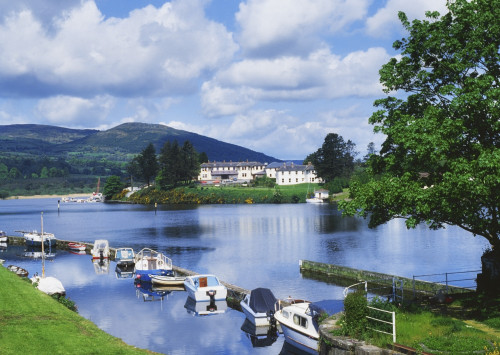 Killaloe, County Clare, Ireland; Lakeside Hotel With Boats Moored On The Lake PosterPrint - Item # VARDPI1814256