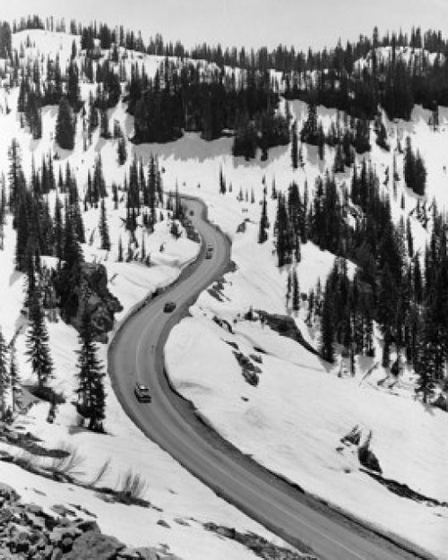 High angle view of cars moving on a highway  Highway 410  Chinook Pass  Washington State  USA Poster Print - Item # VARSAL25539230