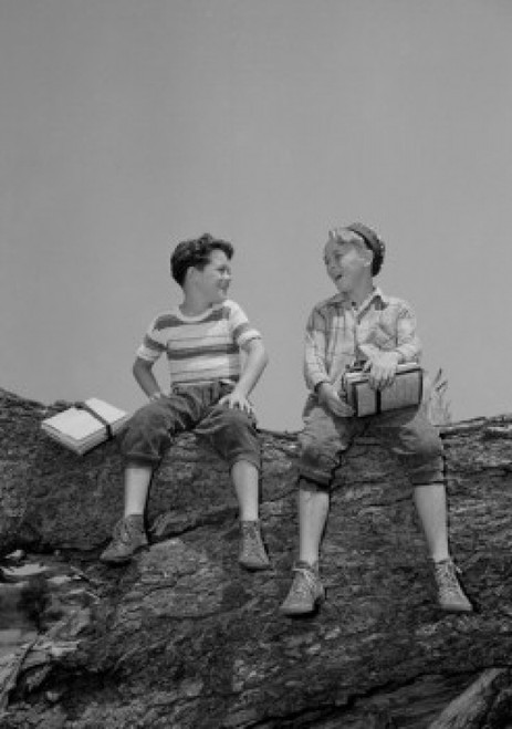 Two boys sitting on rock Poster Print - Item # VARSAL255418468