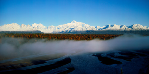 Snowcapped mountains at dawn, Alaska Range, Denali National Park, Alaska, USA Poster Print - Item # VARPPI154188