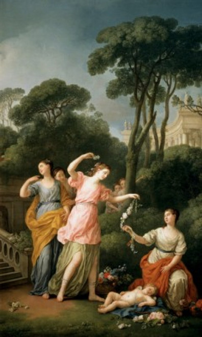 Young Greeks Adorning the Sleeping Cupid with Flowers  Joseph Marie Vien Poster Print - Item # VARSAL11582513