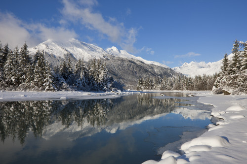 Scenic Winter Landscape Of Mendenhall River, Mendenhall Glacier And Towers, Tongass National Forest, Southeast Alaska PosterPrint - Item # VARDPI2160441