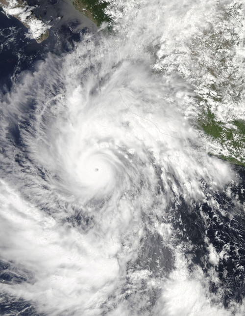 August 30, 2009 - Hurricane Jimena heading west-northwest toward Mexico_?_s Baja Peninsula. Clouds from the storm stretch out over western Mexico Poster Print - Item # VARPSTSTK202899S