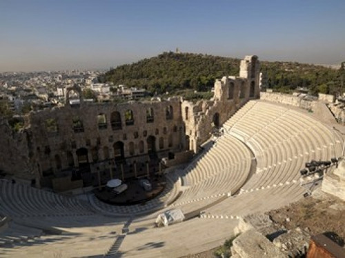 High angle view of an amphitheater  Odeon of Herodes Atticus  Acropolis  Athens  Attica  Greece Poster Print by Panoramic Images (36 x 28) - Item # PPI115955
