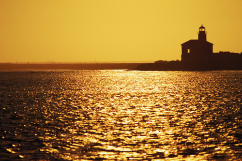 Oregon, Bandon, Bullard's Beach State Park, Coquille Lighthouse At Sunset. PosterPrint - Item # VARDPI1980209