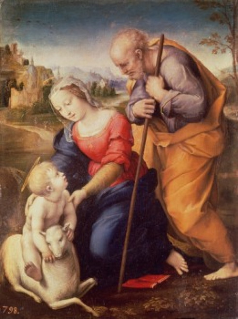 Holy Family With The Lamb   1507  Raphael  Oil On Wood Panel  Museo del Prado  Madrid  Spain Poster Print - Item # VARSAL900100067