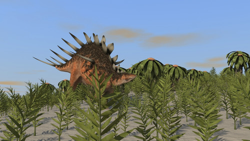 Kentrosaurus grazing amongst desert plants Poster Print - Item # VARPSTKVA600069P
