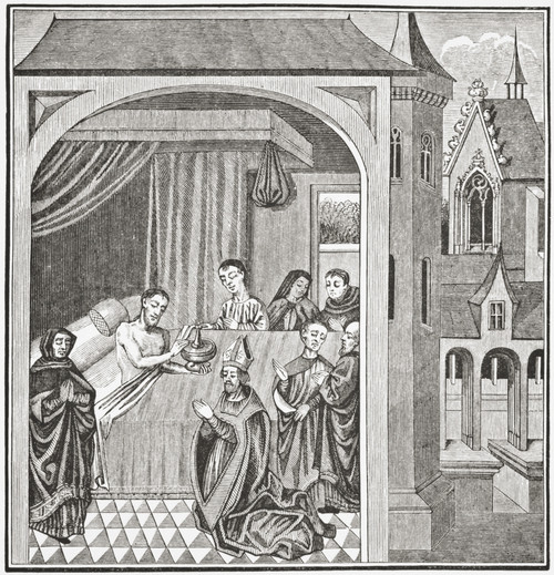 Death Of Joseph Of Arimathea. After A Miniature From The 15Th Century Manuscript History Of Saint Grail. From Science And Literature In The Middle Ages By Paul Lacroix Published London 1878 PosterPrint - Item # VARDPI1862877
