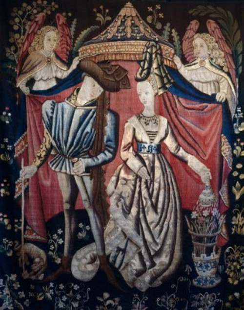 Lady and Gentleman in Front of Tent  tapestry  Paris  France  Musee des Artes Decoratifs Poster Print - Item # VARSAL900144912