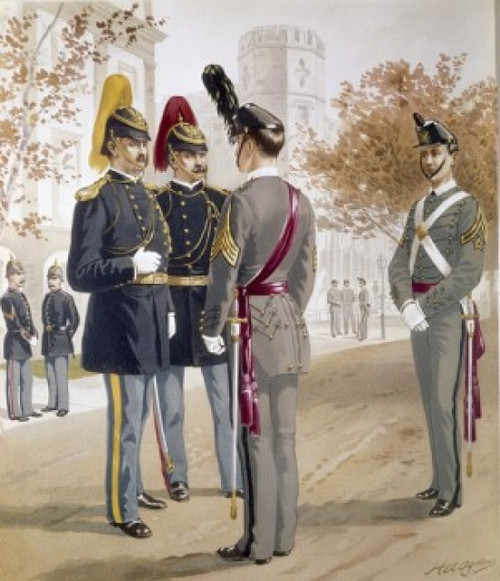 Officers   Cavalry   and Artillery Cadets form United States Military Academy in full dress by Henry Alexander Ogden   1888   Poster Print