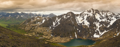A panoramic view of Skip Lake and valley from Ship Pass in the Chugach State Park near Anchorage, Southcentral Alaska, summer PosterPrint - Item # VARDPI12305273