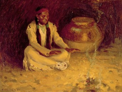 Fireside  Eanger Irving Couse Poster Print - Item # VARSAL900103084