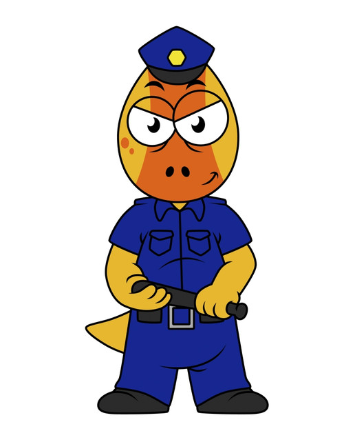 Illustration of a Pachycephalosaurus police officer Poster Print - Item # VARPSTSTK600012P