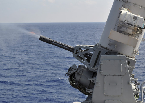 A close-in weapons system aboard the amphibious transport dock ship USS Denver Poster Print - Item # VARPSTSTK104784M