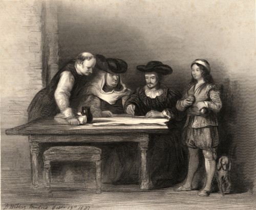Columbus At The Convent Of La Rabida. Sketched By Sir David Wilkie In Madrid, October 13, 1827. Engraved By H. Lemon. PosterPrint - Item # VARDPI1859494