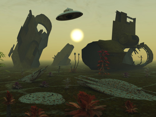 Artist's concept of an alien scrap yard Poster Print - Item # VARPSTMAS100128S