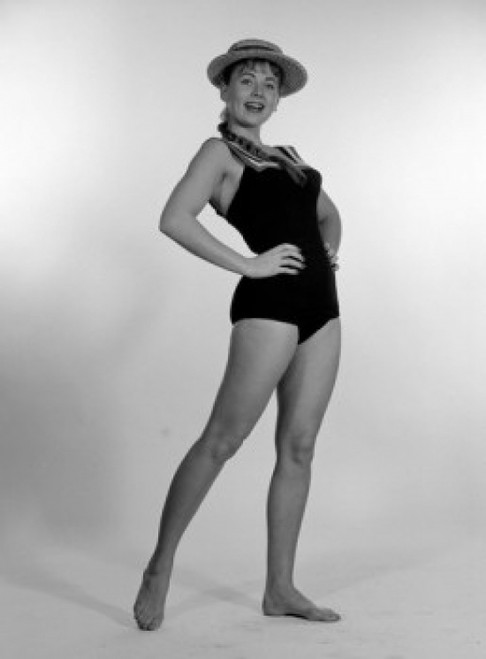 Portrait of young woman wearing swimsuit and straw hat Poster Print - Item # VARSAL255416820