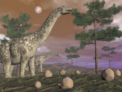 Argentinosaurus dinosaur eating leaves from the tree tops Poster Print - Item # VARPSTEDV600170P