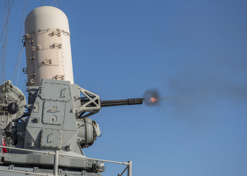 Arabian Sea, November 20, 2013 - The guided-missile cruiser USS San Jacinto fires a close-in weapons system during a live-fire exercise. Poster Print - Item # VARPSTSTK108122M