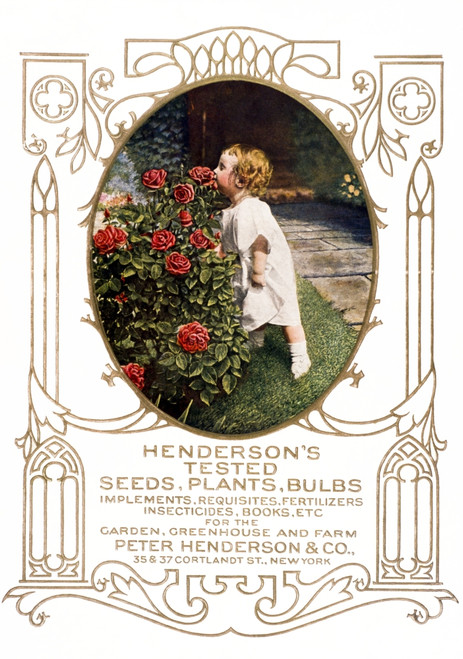 Historic Henderson's seed catalog with illustration of child smelling roses from 20th century. PosterPrint - Item # VARDPI12272545