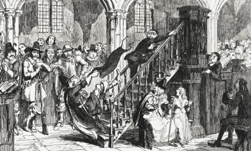 Reverend Holdenough During A Service Engraving By George Cruikshank Dated 1845 Of A Scene From Sir Walter Scott's Novel Woodstock PosterPrint - Item # VARDPI1861873