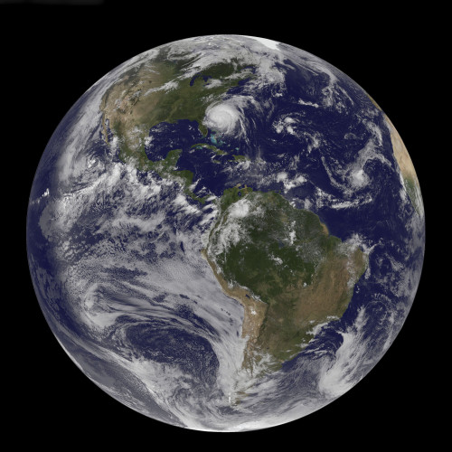 August 26, 2011 - Satellite view of a Full Earth with Hurricane Irene visible on the United States East Coast Poster Print - Item # VARPSTSTK203707S