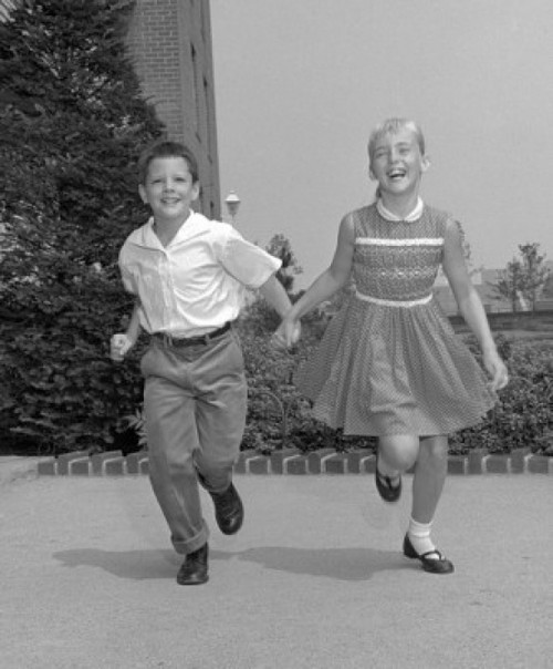 Brother and sister holding hands and running Poster Print - Item # VARSAL25511073B