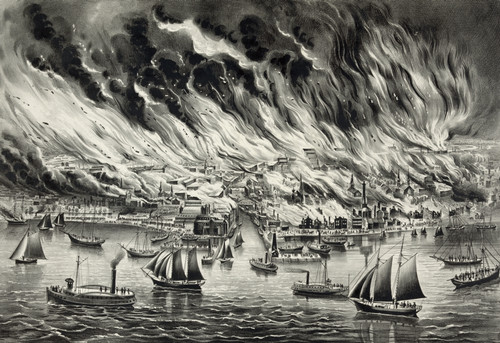 The Great Chicago Fire, 1871 Poster Print by Science Source