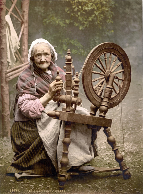 Irish Spinner and Spinning Wheel, 1890s Poster Print by Science Source