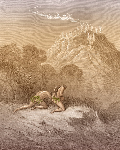 Adam and Eve In Paradise Poster Print by Gustave Dore - Item
