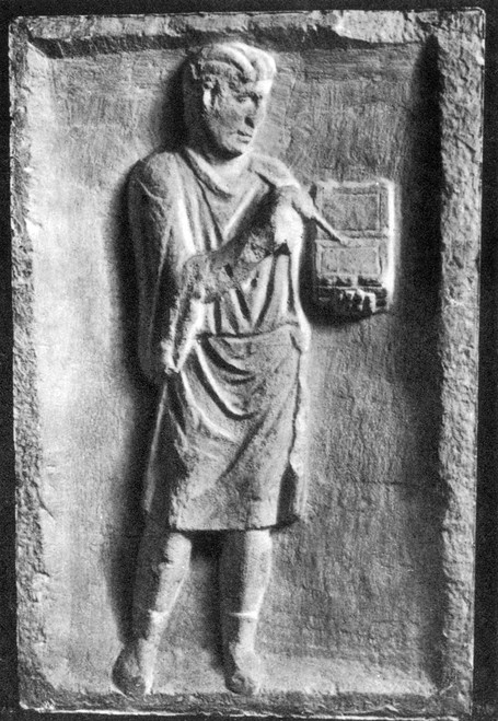 Roman Scribe Writing on Wax Tablet Poster Print by Science Source