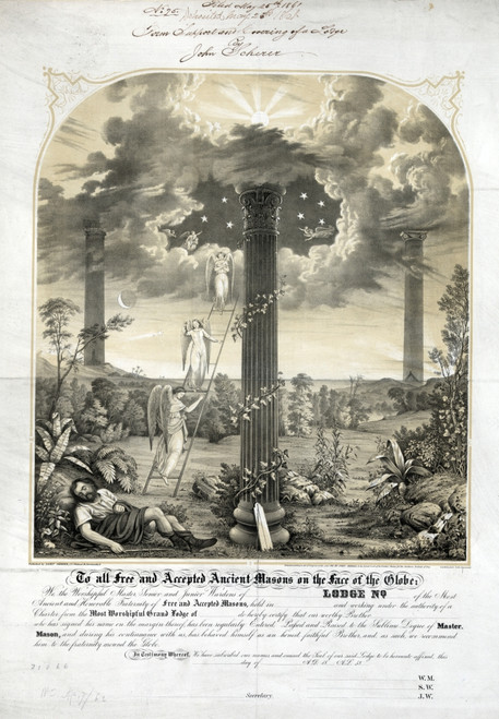 Freemasons Membership Certificate, 1861 Poster Print by Science Source